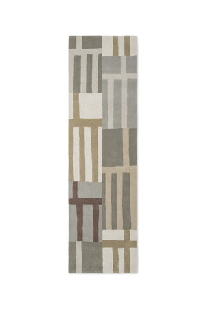 Tapis de couloir Harlequin Monolith Sandstone gris sauge, sable et ivoire, vue de dessus