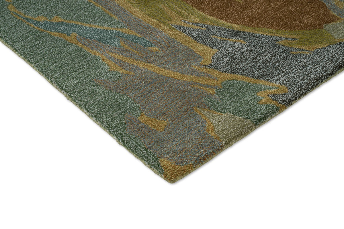 Tapis Harlequin Saltillo Forest, détail de l'angle et du poil