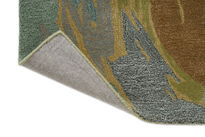 Tapis Harlequin Saltillo Forest, détail de l'angle replié et du dos