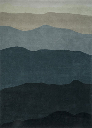 Tapis Harlequin Sedimentary Midnight bleu pétrole et bleu nuit, vue de dessus