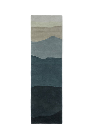 Tapis de couloir Harlequin Sedimentary Midnight bleu pétrole et bleu nuit, vue de dessus