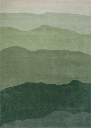 Tapis Harlequin Sedimentary Pine vert sapin et sauge, vue de dessus