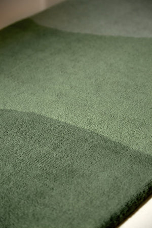 Tapis de couloir Harlequin Sedimentary Pine vert sapin et sauge, dans un intérieur, troisième vue