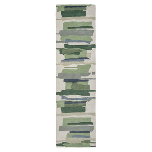 Tapis de couloir Harlequin Zeal Forest ivoire aux coups de pinceau verts, vue de dessus