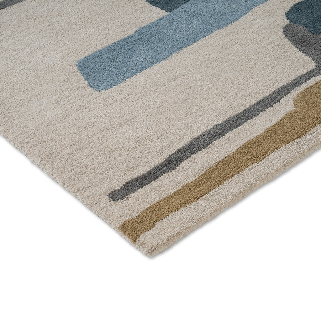 Tapis Harlequin Zeal Indigo, détail de l'angle et du poil
