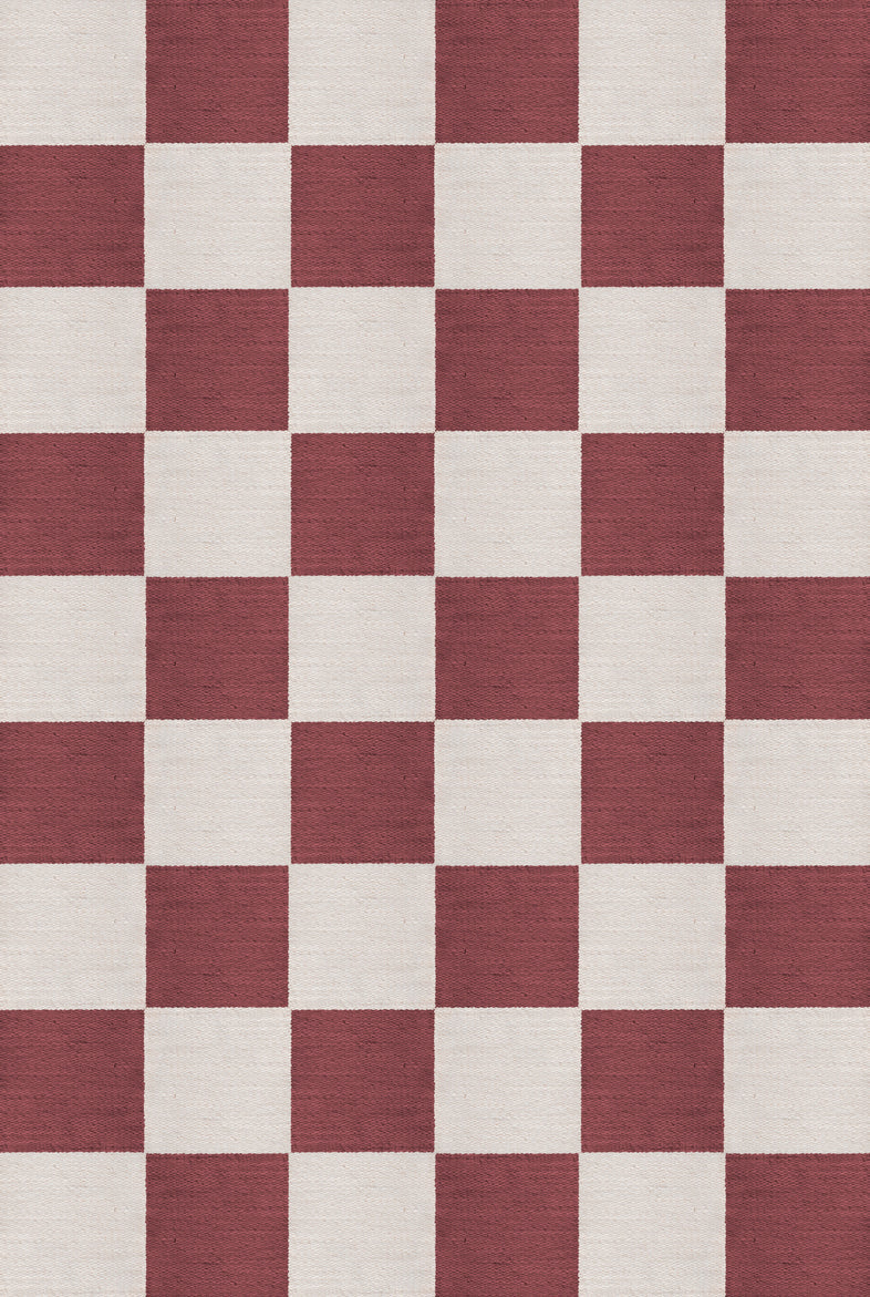 Layered Chess Flatweave Burgundy