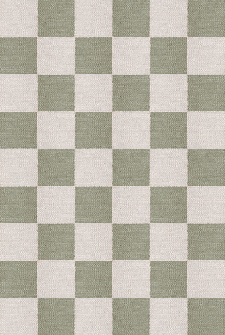 Layered Chess Flatweave Sage