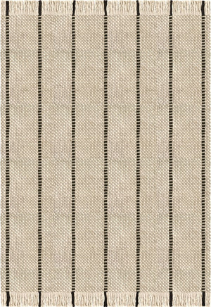Tapis laine rayé Layered Cord Black White, vue de dessus