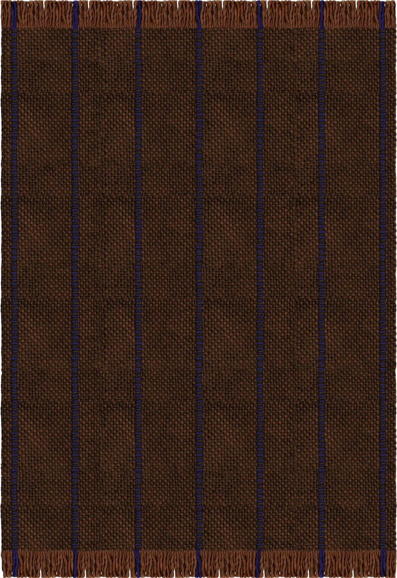 Tapis marron et bleu Layered Cord Blue Brown, vue de dessus