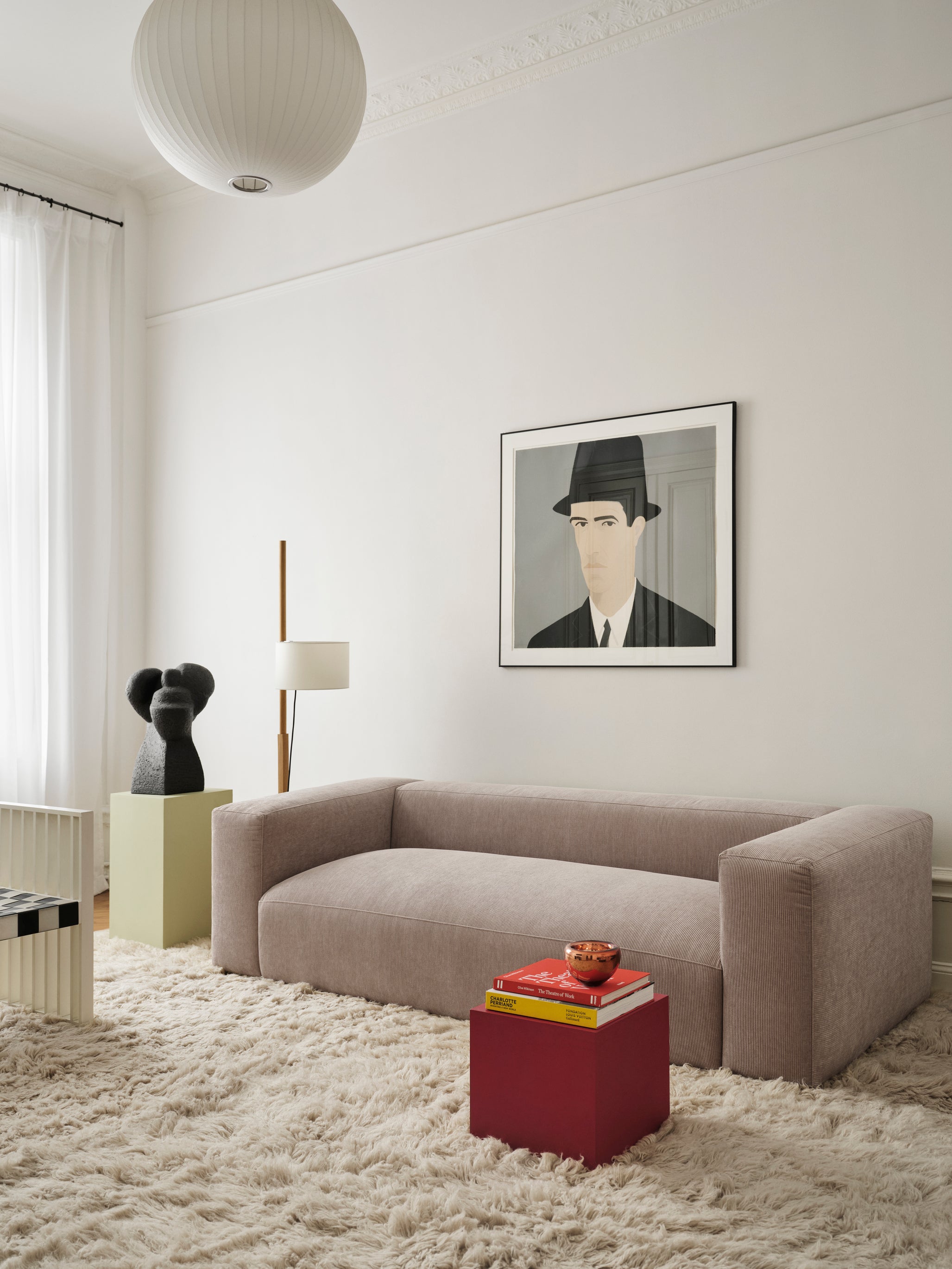  Layered Shaggy Oatmeal beige rug in modern living room - soft shaggy area rug