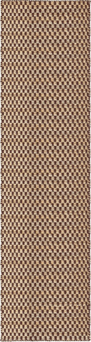 Tapis jute et laine marron Layered Barley Chestnut, passage, vue de dessus