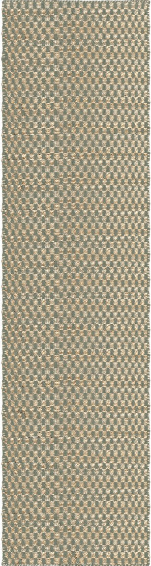 Tapis jute et laine sauge Layered Barley Sage, passage, vue de dessus