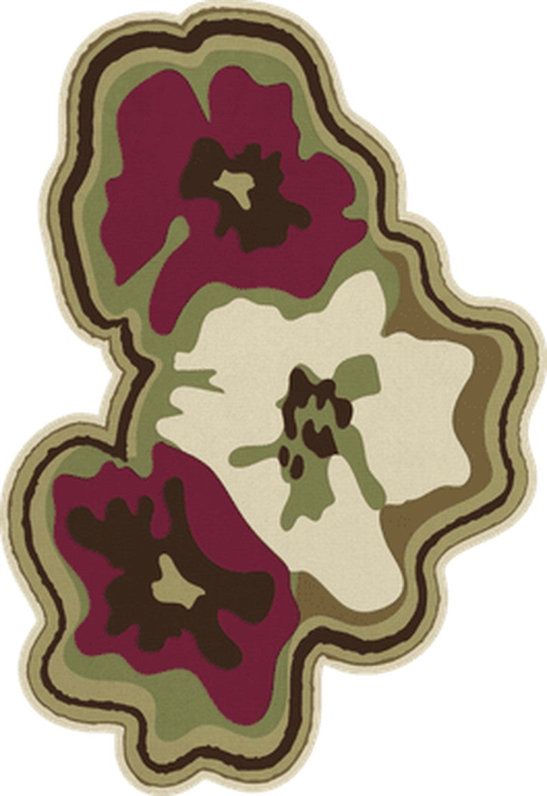 Tapis fleur Layered Collina Strada Olive Plum, vue de dessus