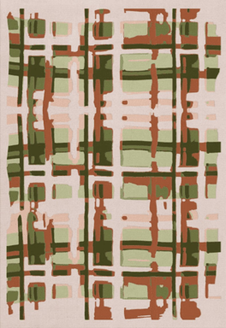 Tapis rose Layered Collina Strada Plaid Garden Pop, vue de dessus