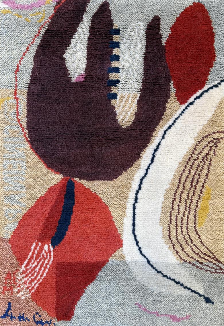 Tapis laine rouge Layered Heather Chontos Collage, vue de dessus