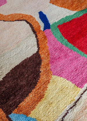 Tapis coloré Layered Heather Chontos Kaleidoscope, détail de la laine nouée main