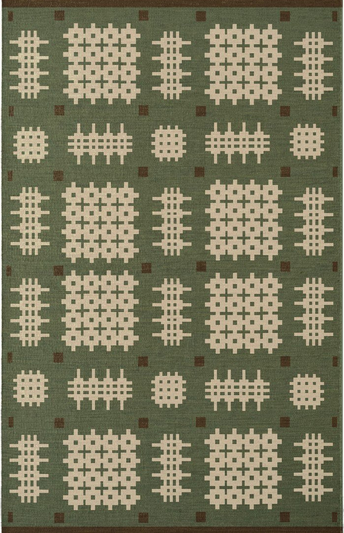 Tapis vert Layered Tom Morris Ryg Bardsey Green, vue de dessus