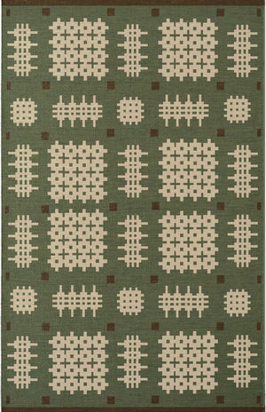 Tapis vert Layered Tom Morris Ryg Bardsey Green, vue de dessus