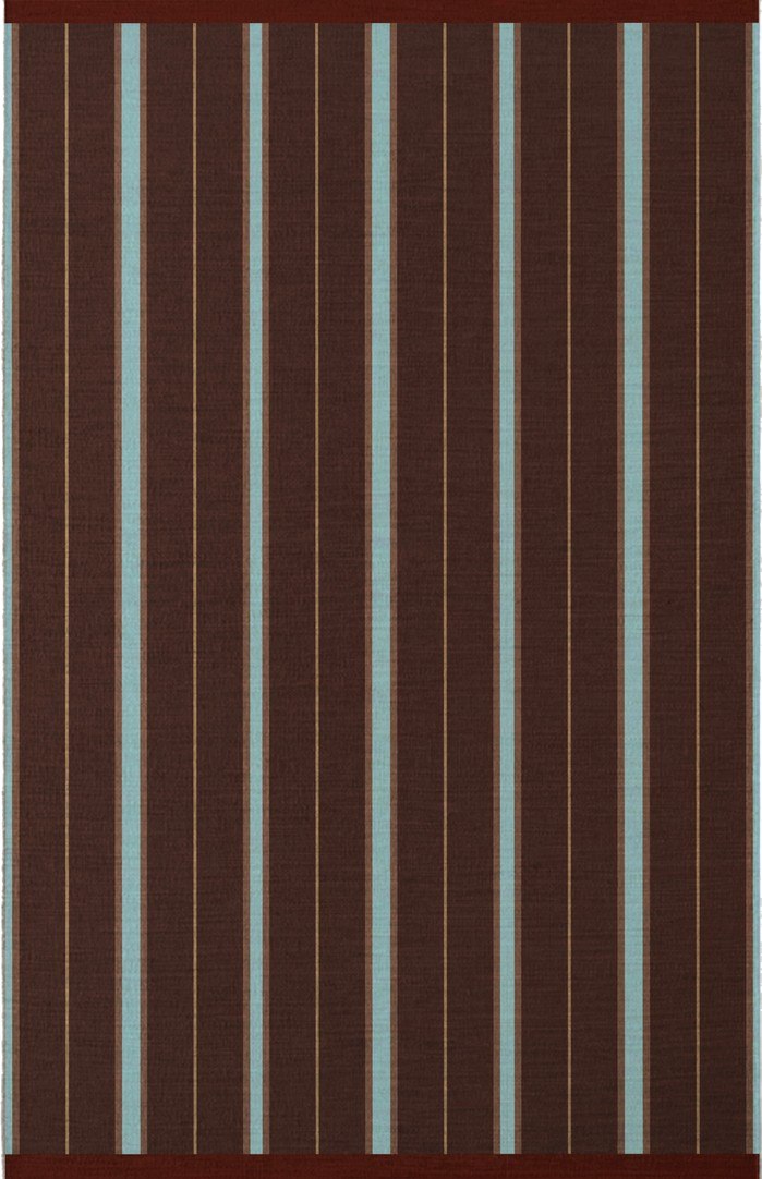 Tapis rayé brun Layered Racer Stripe Betty Brown, vue de dessus