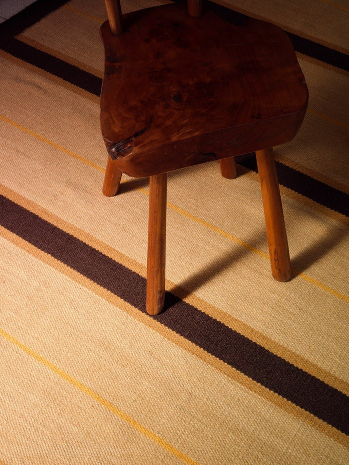 Tapis rayé jaune Layered Racer Stripe Margarine, détail du tissage plat