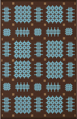 Tapis bleu Layered Tom Morris Ryg Olwen Blue, vue de dessus