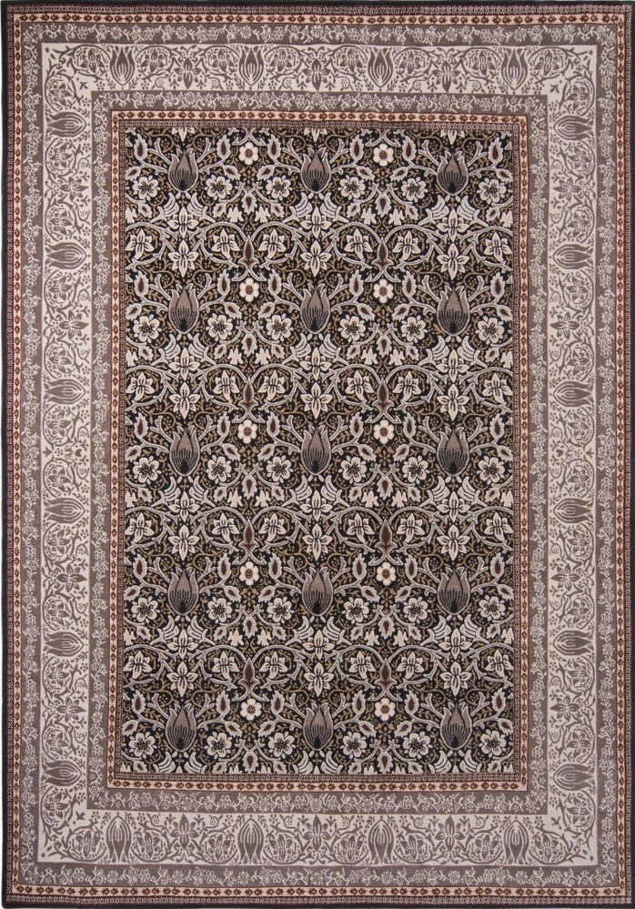 Tapis Morris & Co Borage Grey gris pierre, ivoire et ocre, vue de dessus