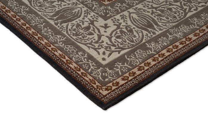 Tapis Morris & Co Borage Grey, détail de l'angle et du poil