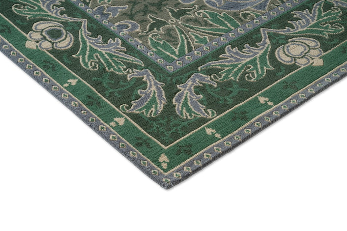 Tapis Morris & Co Helena Mineral, détail de l'angle et du poil