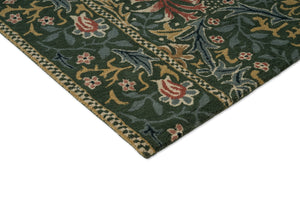 Tapis Morris & Co Walthamstow Forest Teal, détail de l'angle et du poil