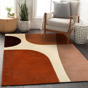  Acsento Lipari Terra rug in living room - terracotta modern area rug