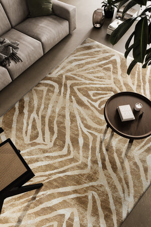 Tapis ocre et caramel Tapison Home Torino, dans un intérieur