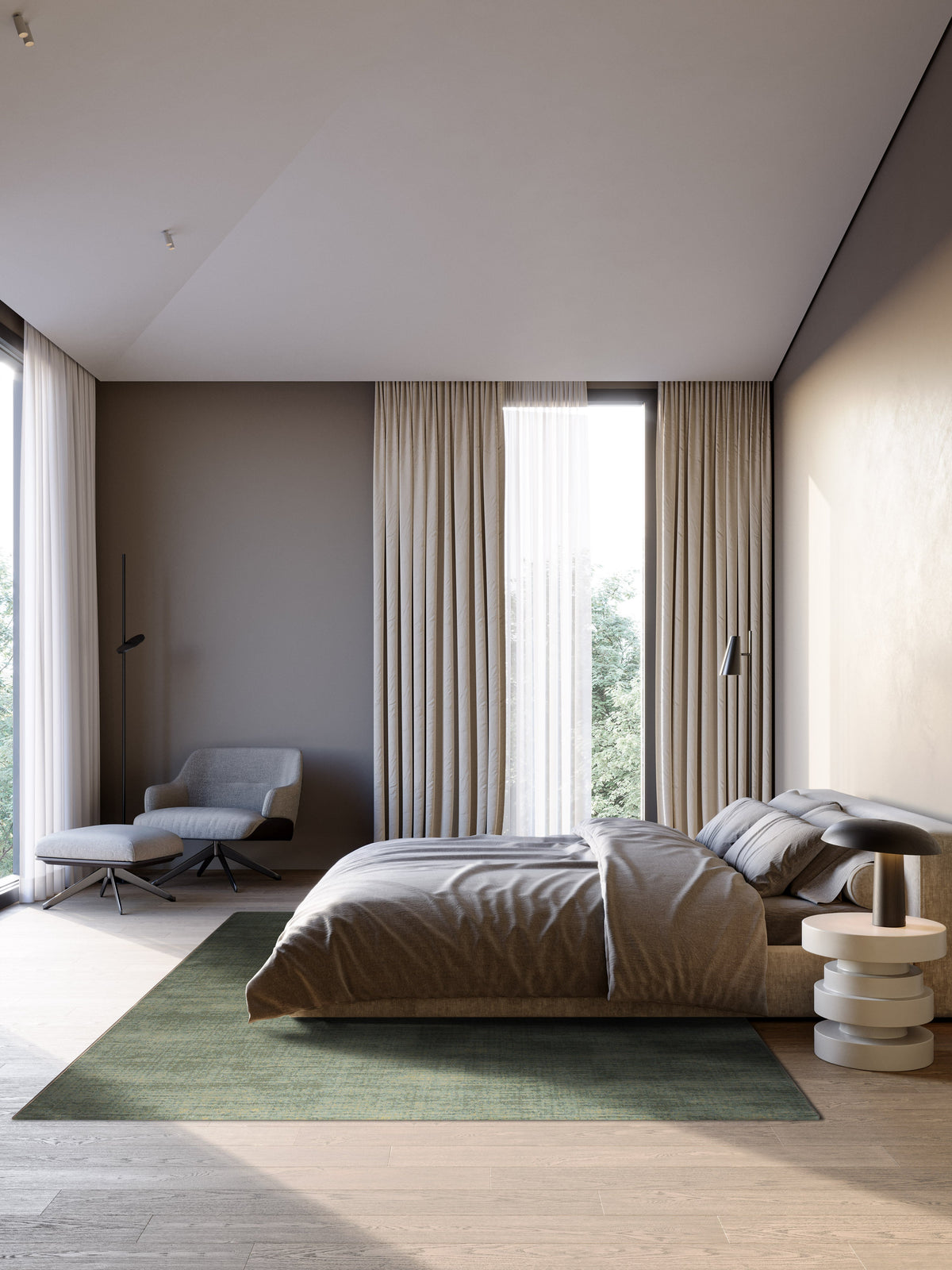 Tapis vert sauge Tapison Home Torino, dans un intérieur