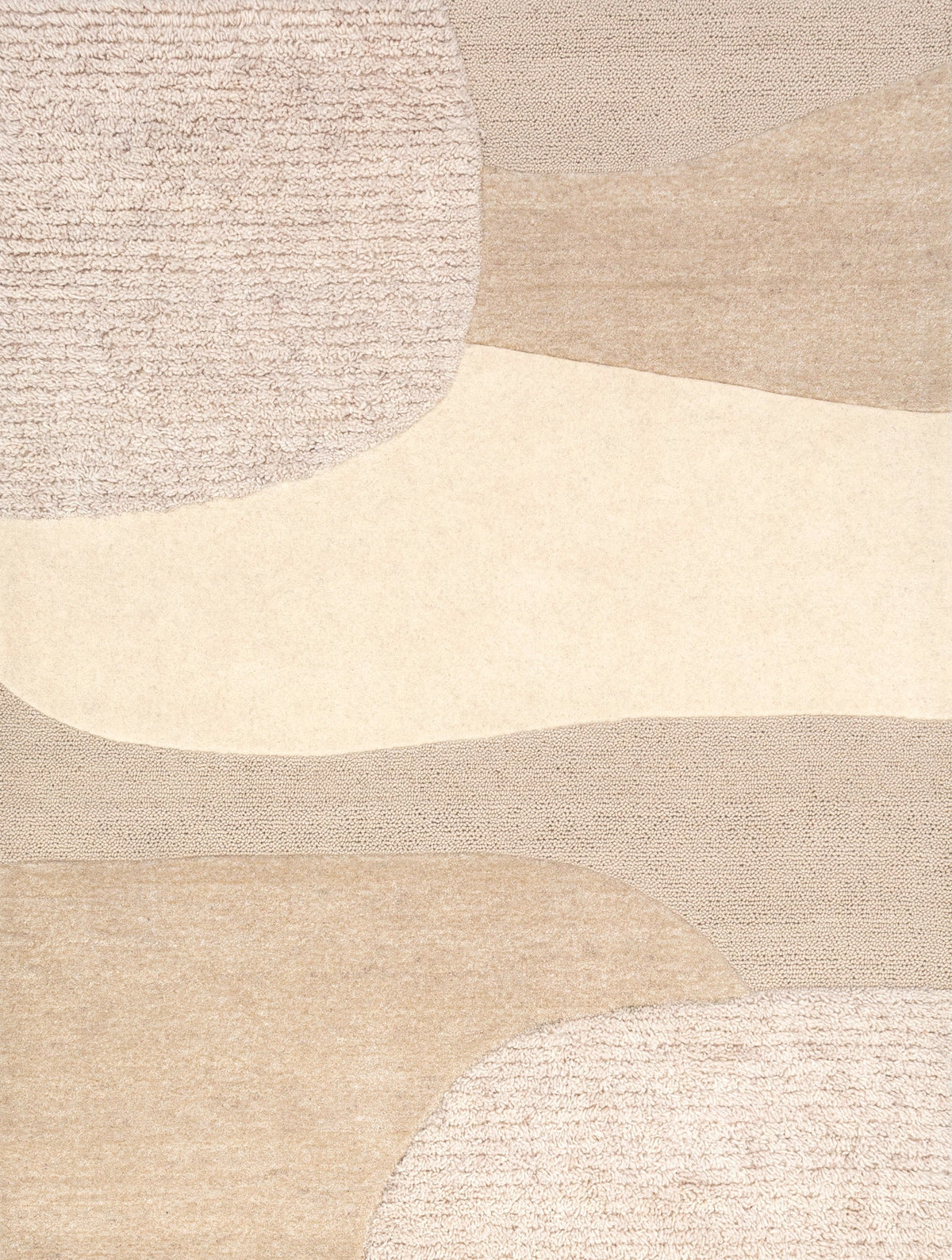 Tapis Acsento Bergen ivoire, sable et grège aux plages de couleur organiques, vue de dessus