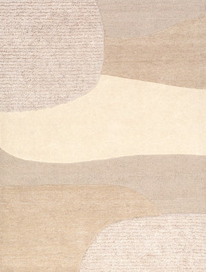 Tapis Acsento Bergen ivoire, sable et grège aux plages de couleur organiques, vue de dessus