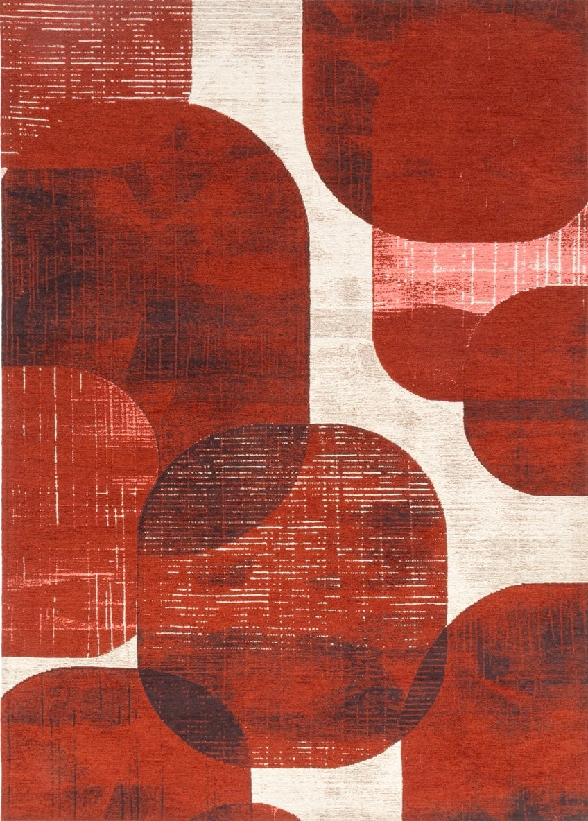 Tapis Acsento Bubbles Brick rouge brique aux formes arrondies terracotta sur crème, vue de dessus