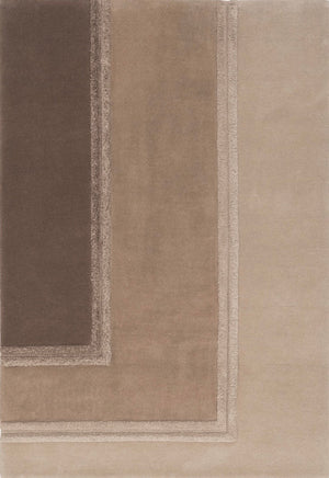Tapis Acsento Delos Beige trois tons de beige, du taupe au sable, à bordures en relief, vue de dessus