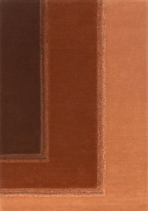Tapis Acsento Delos Rust rouille, terracotta et brun chocolat à bordures en relief, vue de dessus