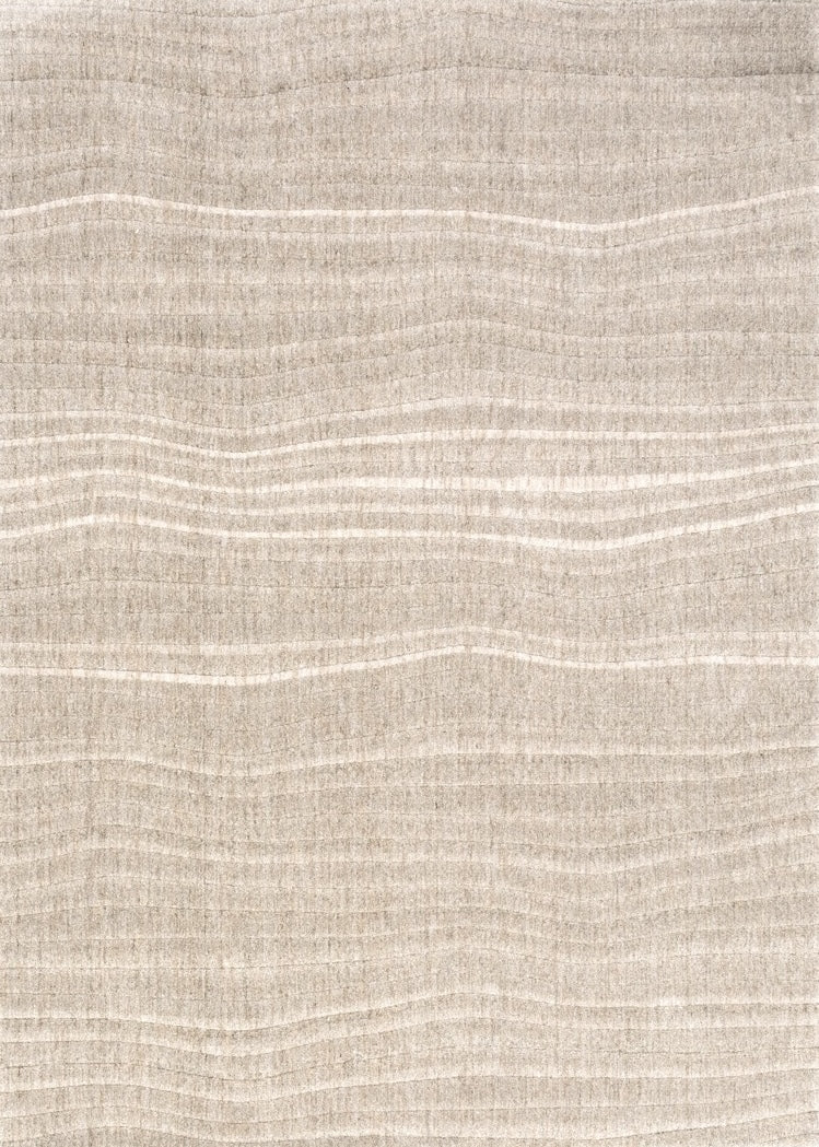 Tapis Acsento Duna Linen beige lin à fines lignes ondulées, vue de dessus