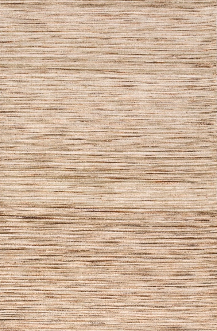 Tapis Acsento Origin Beige beige à fines rayures sable et caramel, vue de dessus
