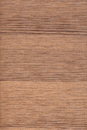 Tapis Acsento Origin Brown marron à rayures cognac et caramel, vue de dessus