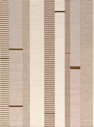 Tapis Acsento Oslo Noisette beige à rayures sable, ivoire et noisette, vue de dessus