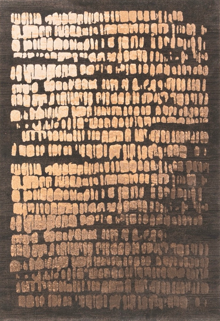 Tapis Acsento Papyrus Brown marron foncé aux rangées de touches dorées, vue de dessus