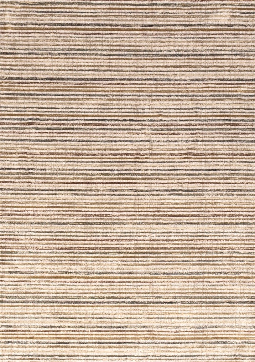 Tapis Acsento Siena 51 beige à fines rayures sable, caramel et ocre, vue de dessus