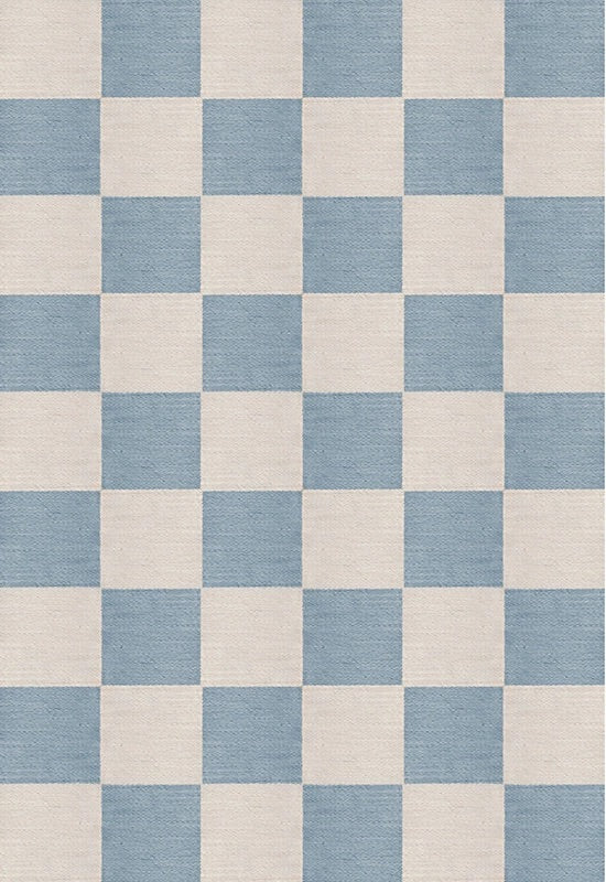 Layered Chess Flatweave Cornflower Blue