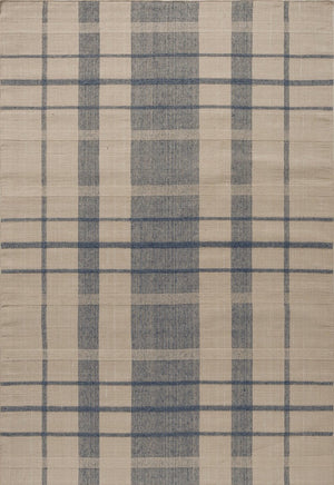 Full view of Brink & Campman Zona Check Denim rug showing geometric check design