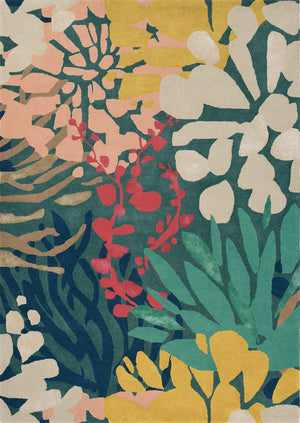 Brink & Campman Estella Submarine hand-tufted wool rug with vibrant multicolor floral pattern - eclectic modern design