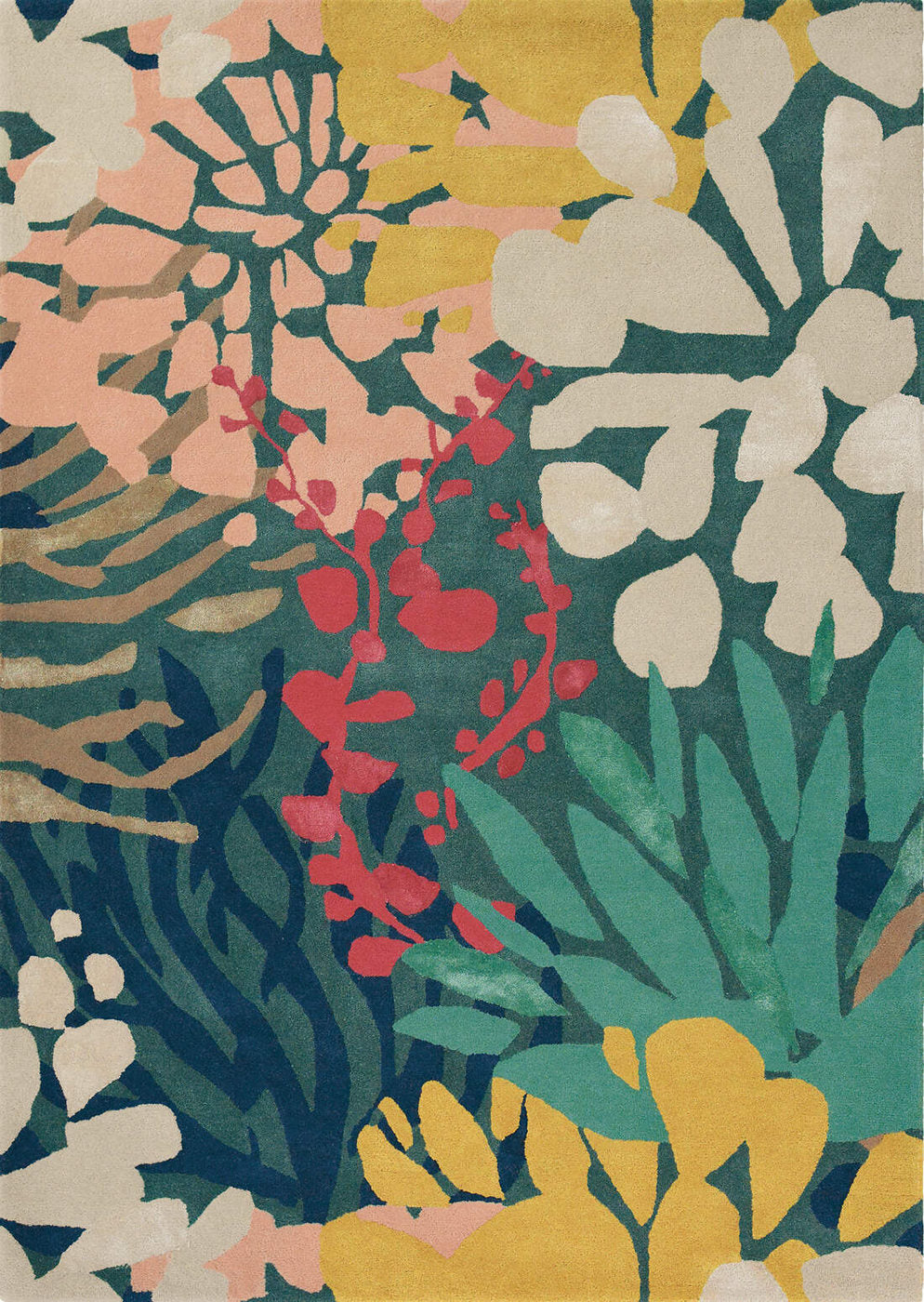 Brink & Campman Estella Submarine hand-tufted wool rug with vibrant multicolor floral pattern - eclectic modern design