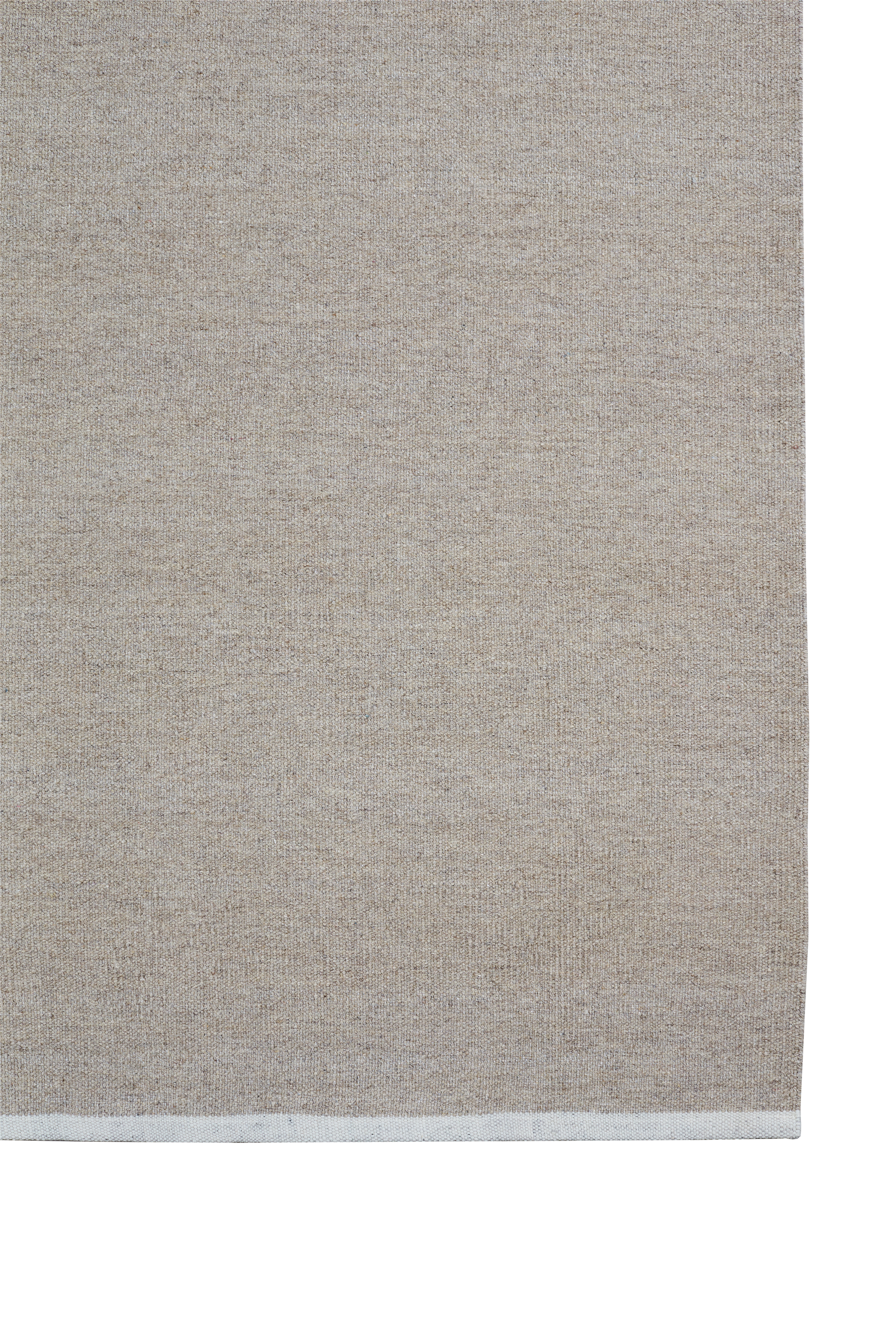 Massimo Escape Kelim Light Beige tapis plat, vue d'ensemble avec la bande contrastée en bout