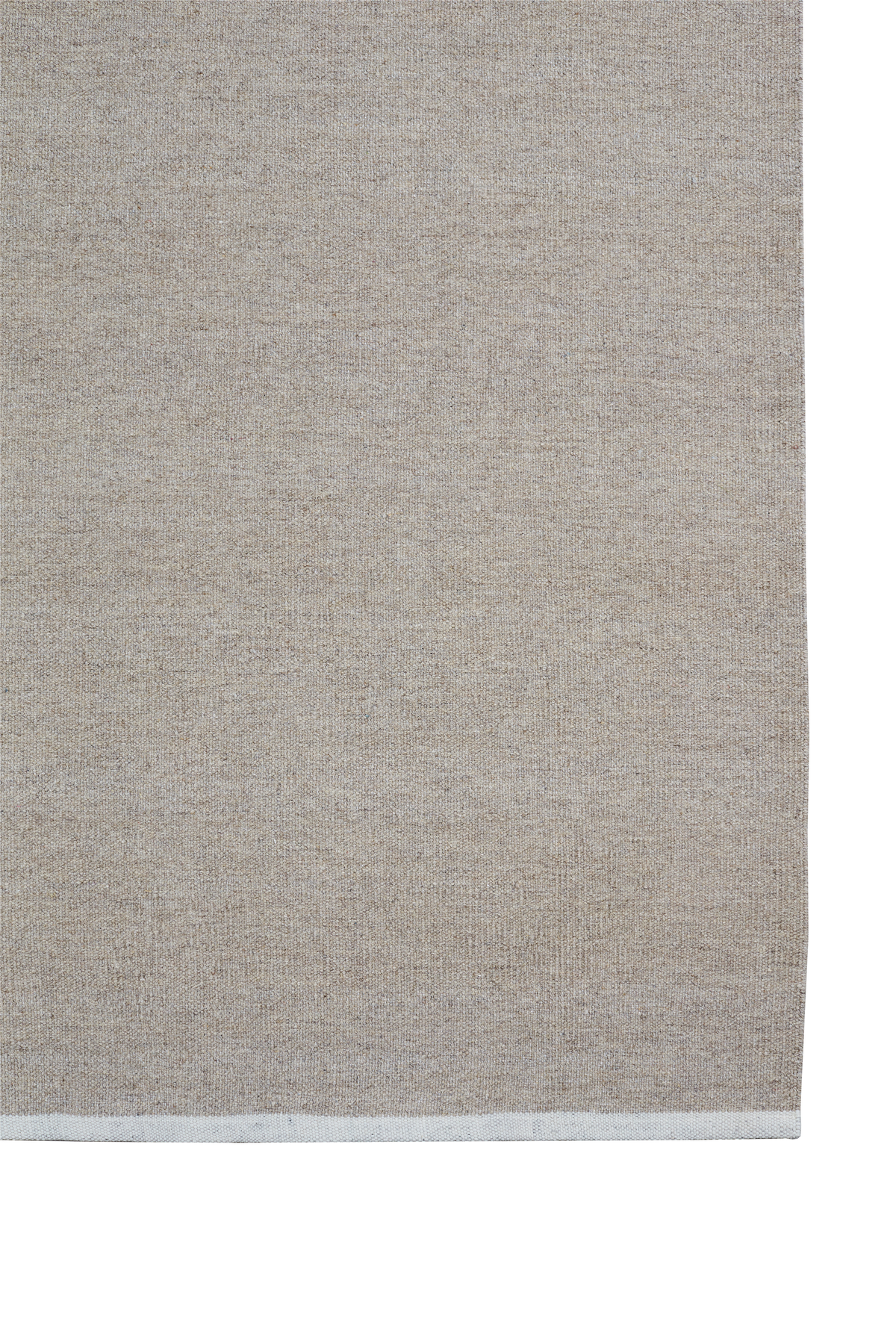 Massimo Escape Kelim Light Beige tapis plat, vue d'ensemble avec la bande contrastée en bout
