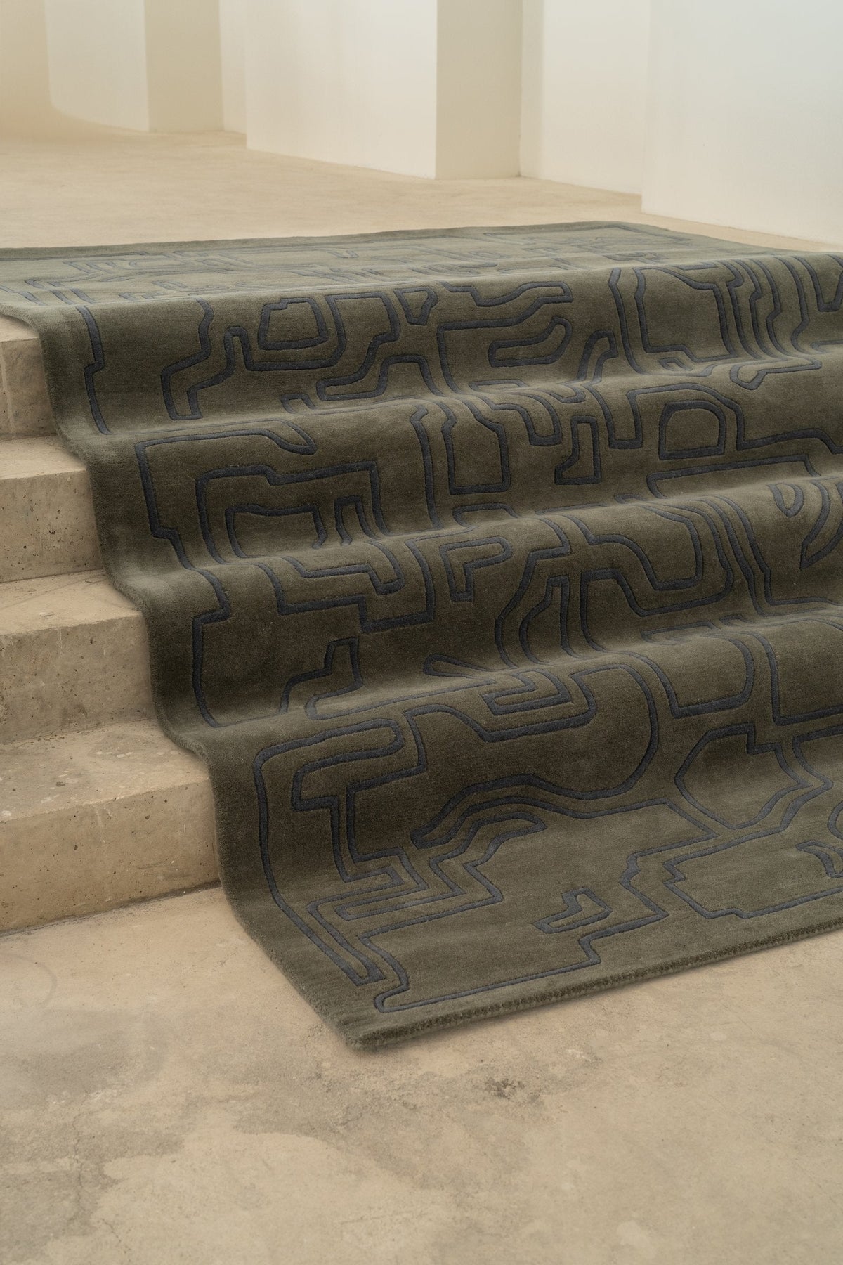 Massimo Structures 2.0 Arctic Green tapis, drapé sur un escalier